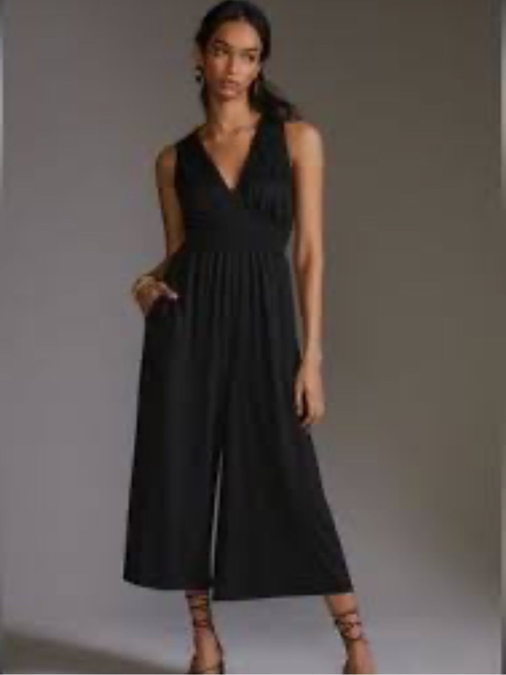 Hutch Anthropologie Sleeveless Knit Wide Leg Jumpsuit  Black Size XS petite